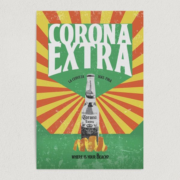 "Corona Extra, Where Is Your Beach?" Vintage Beer Art Print Poster 12" x 18" Wall Art AL1099