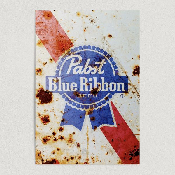 Pabst Blue Ribbon Rusted Logo Art Print Poster 12" x 18" Wall Art AL2147