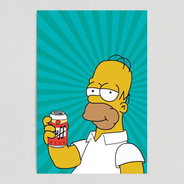 Homer Simpson Duff Beer Art Print Poster 12" x 18" Wall Art TV1070