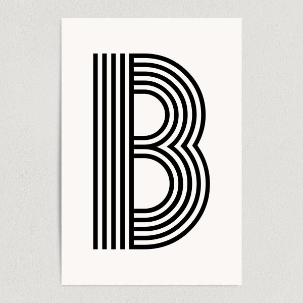 Letter B Modern Typography Art Print Poster 12" x 18" Wall Art M2161