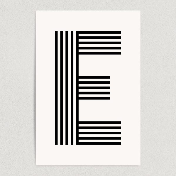 Letter E Modern Typography Art Print Poster 12" x 18" Wall Art M2164
