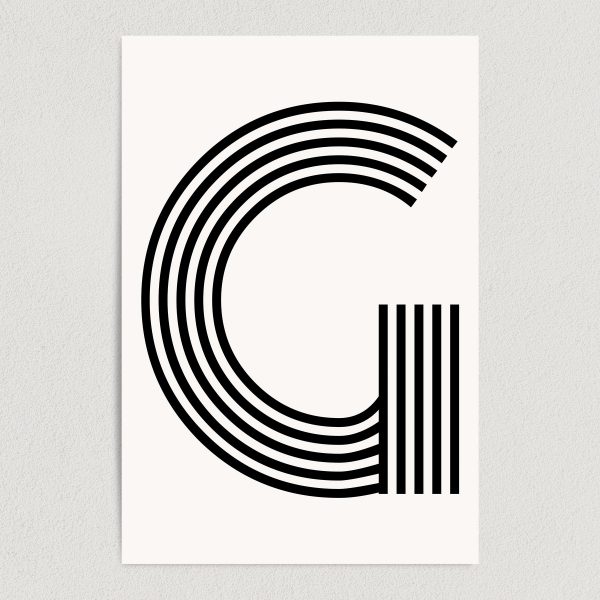 Letter G Modern Typography Art Print Poster 12" x 18" Wall Art M2166