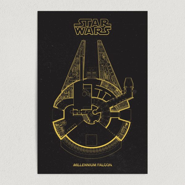 Millennium Falcon Star Wars Art Print Poster 12" x 18" Wall Art M2711