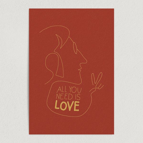 Lennon Love Outline Art Print Poster 12" x 18" Wall Art MPC1201
