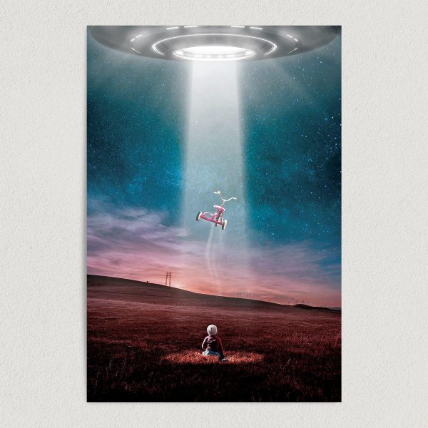 UFO Beams Child Art Print Poster 12" x 18" Wall Art ST2201