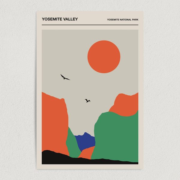 Yosemite Valley - Yosemite National Park Minimalist Art Print Poster 12" x 18" Wall Art T1220