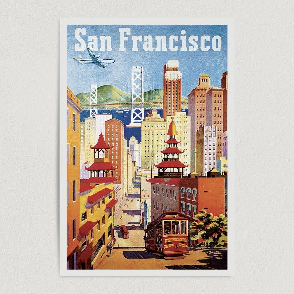 San Francisco Vintage Travel Illustration Art Print Poster 12" x 18" Wall Art T2133
