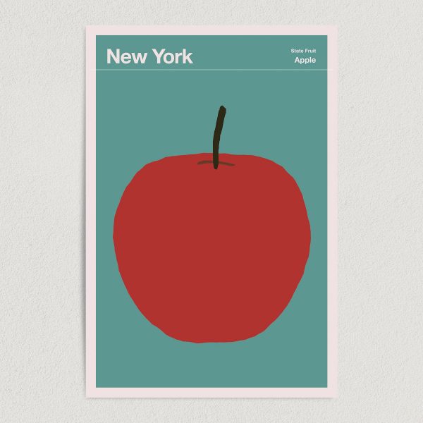 New York State Fruit Apple Illustration Art Print Poster 12" x 18" Wall Art T2136