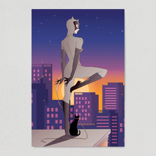 Catwoman in Gotham Art Print Poster 12" x 18" Wall Art TVC1301