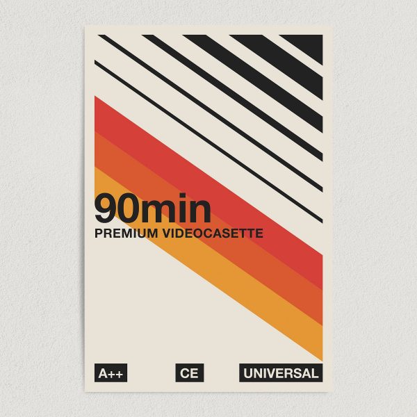90min Premium Videocassette Vintage Art Print Poster 12" x 18" Wall Art Template V2199