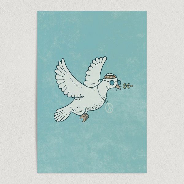 Dove of Peace Vintage Hippie Art Print Poster 12" x 18" Wall Art V2900