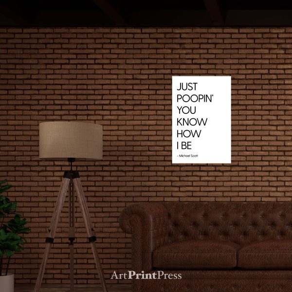 Just Poopin "The Office" Art Print Poster Vintage Template