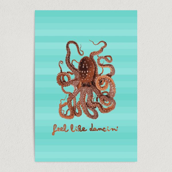 feel like dancin octopus tentancles art print poster 12x18 wall art template