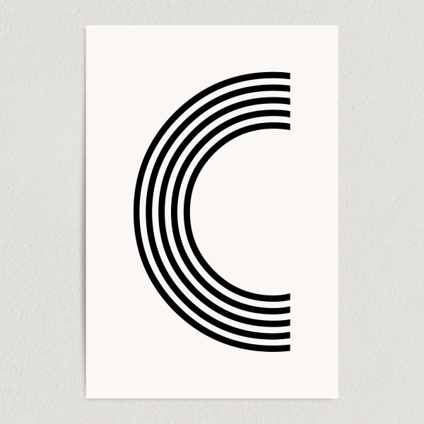 letter c modern typography art print poster 12x18 wall art template