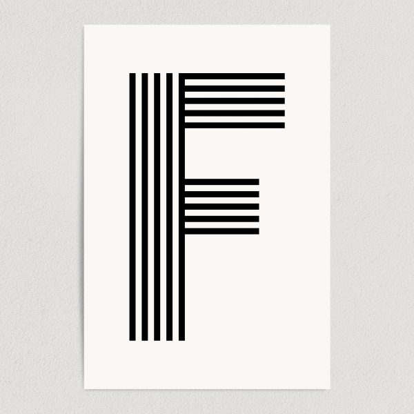 letter f modern typography art print poster 12x18 wall art template