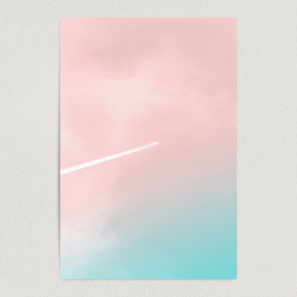 gradient sky airplane art print poster featured image