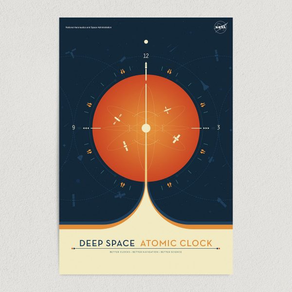 deep space atomic clock nasa art print poster featured image
