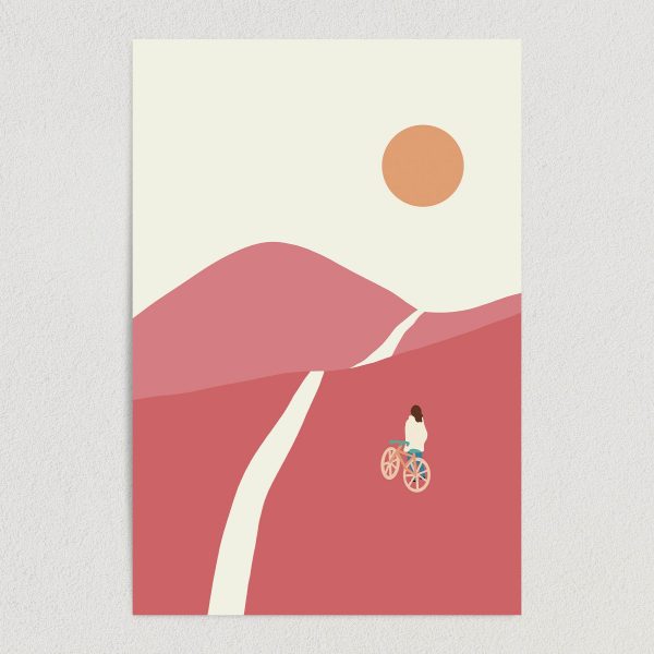 SN1661 biking pink valleys art print poster 12 x 18 wall art