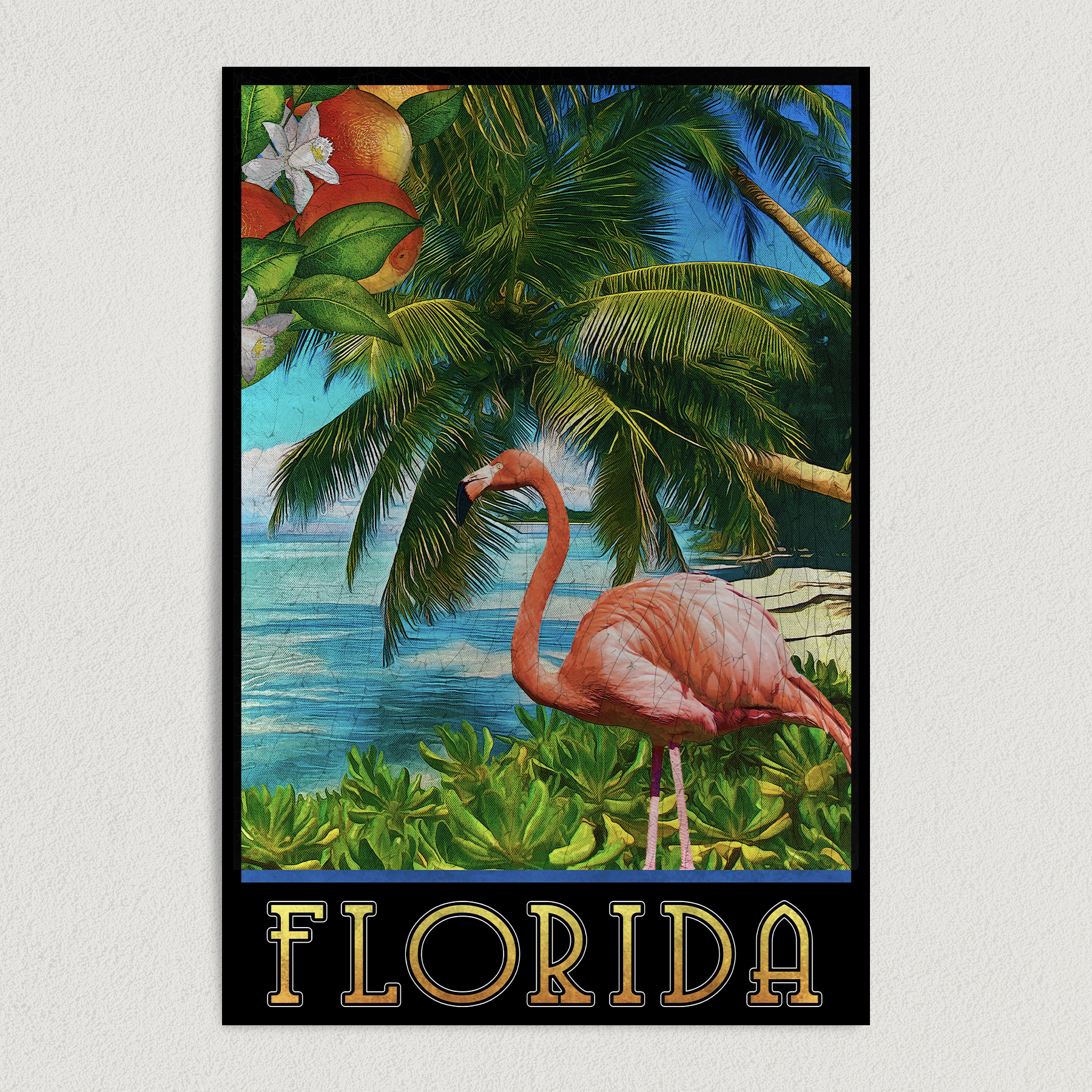 Coastal Florida Flamingo Art Print Poster 12″ x 18″ Wall Art FA3000